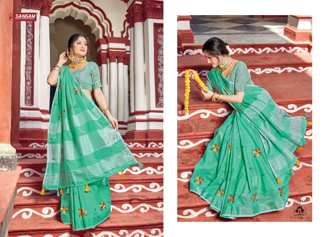 Sangam Presents Nayra Linen Embroidery Sarees