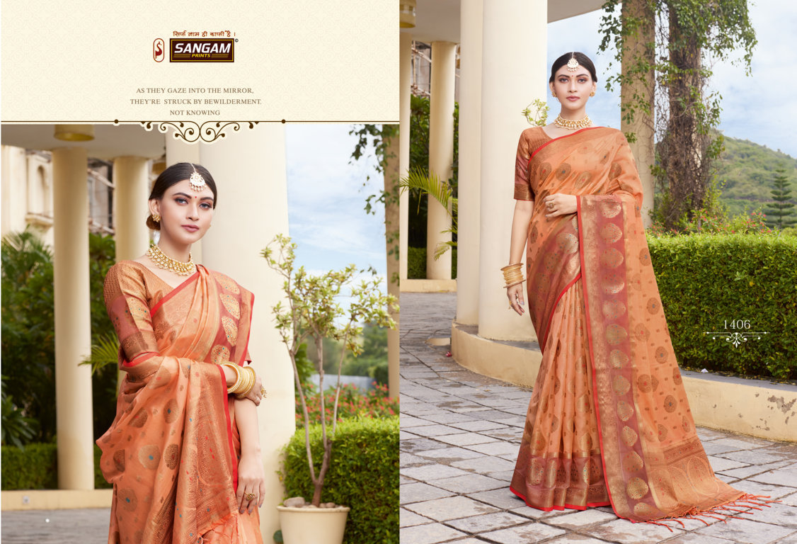 Sangam Presents Bhavika Organza Rich Pallu Sarees