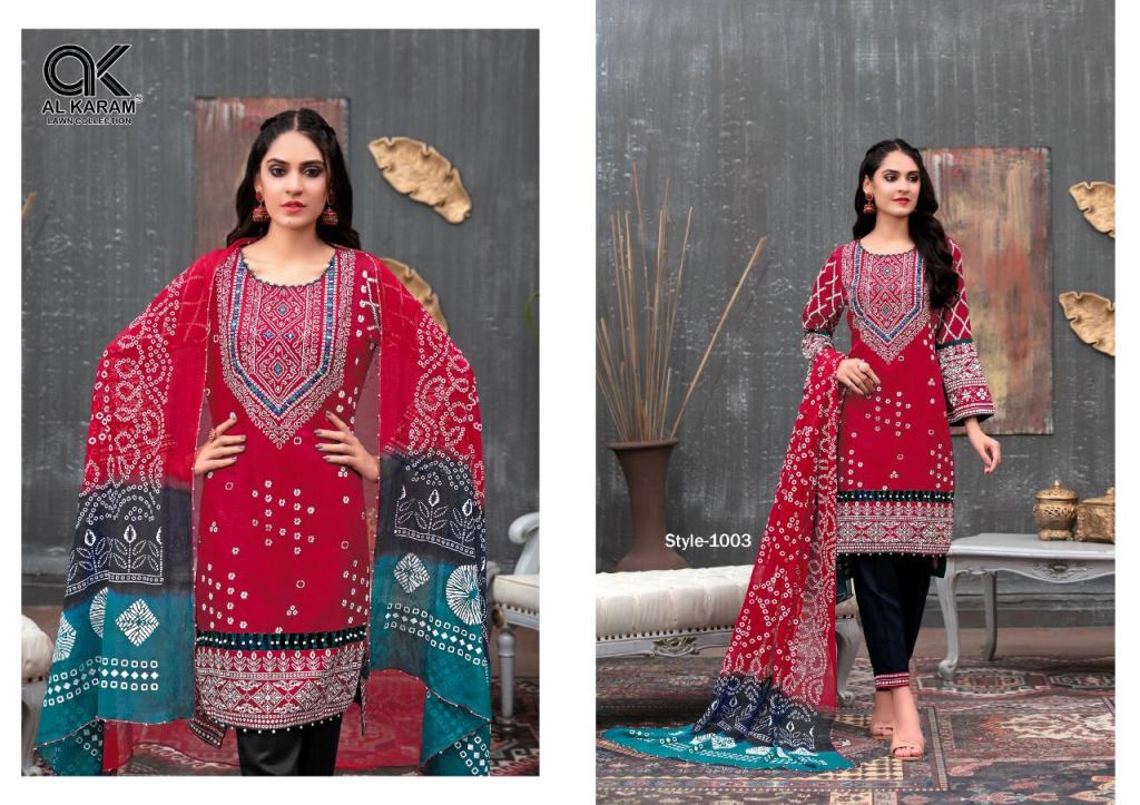 Al Karam Bandhani Special Karachi Cotton Dress Material Catalog