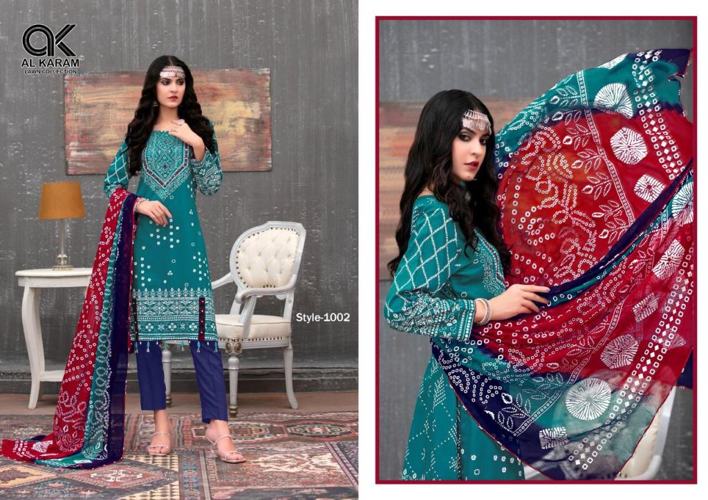 Al Karam Bandhani Special Karachi Cotton Dress Material Catalog