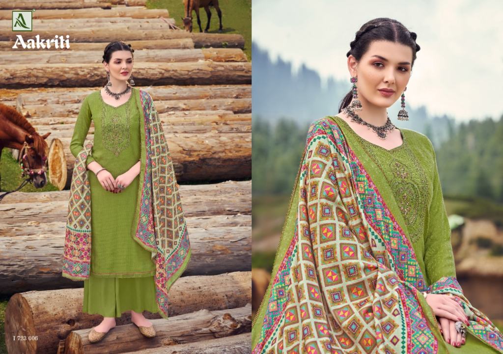 Alok Aakriti Digital Printed Winter Wear Wool Pashmina Dress Material