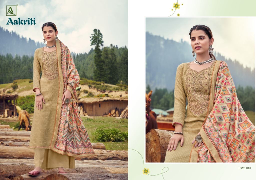 Alok Aakriti Digital Printed Winter Wear Wool Pashmina Dress Material