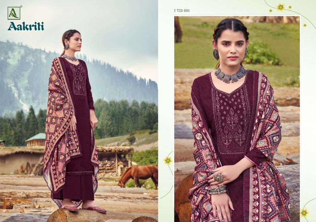 Alok Aakriti Digital Printed Winter Wear Wool Pashmina Dress Material