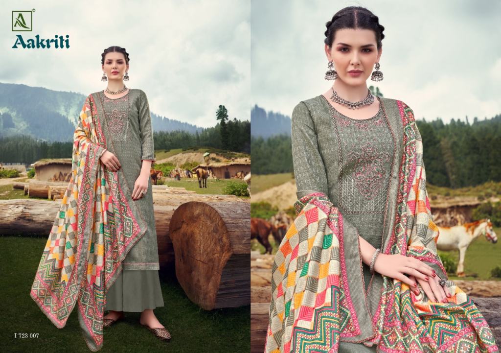 Alok Aakriti Digital Printed Winter Wear Wool Pashmina Dress Material