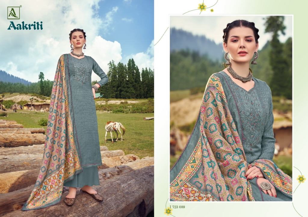 Alok Aakriti Digital Printed Winter Wear Wool Pashmina Dress Material