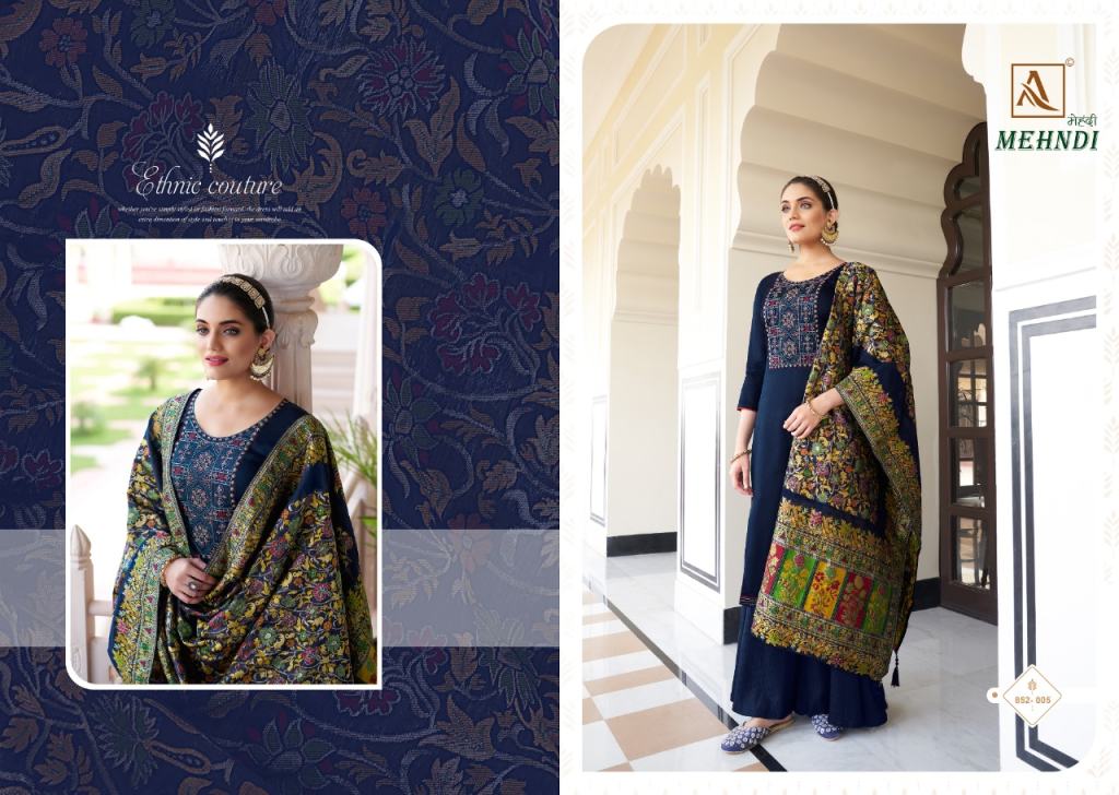 Alok Mehndi Cotton Printed Dress Material
