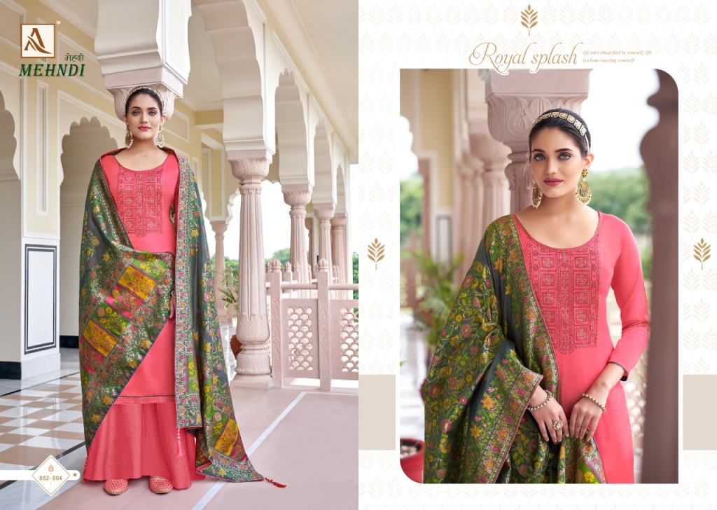 Alok Mehndi Cotton Printed Dress Material