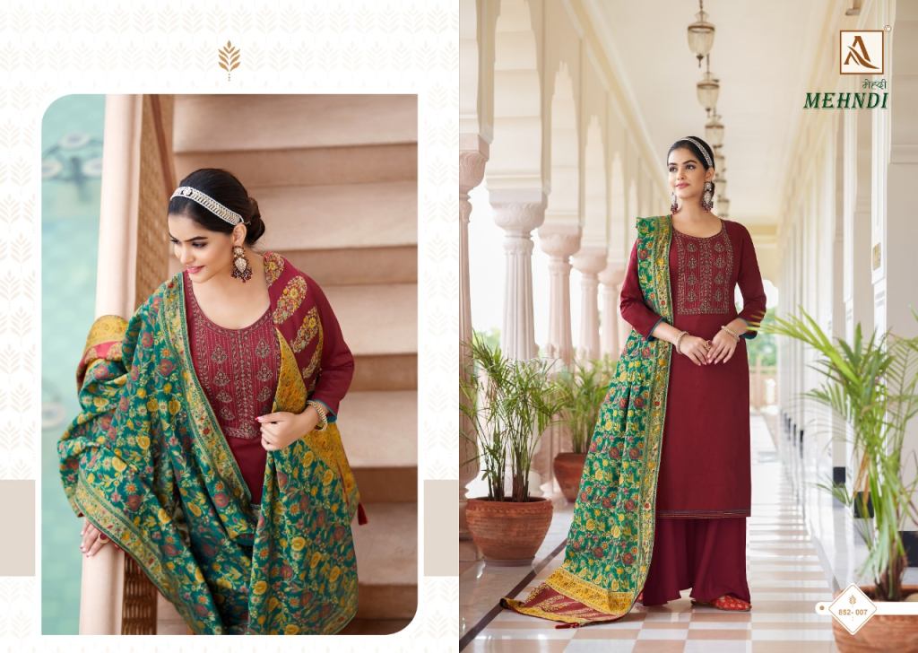 Alok Mehndi Cotton Printed Dress Material
