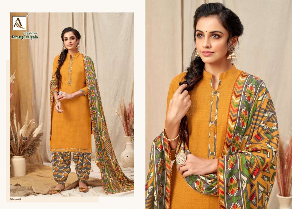 Alok Tarang Patiyala Pure Wool Pashmina Self Print Dress Material Catalog