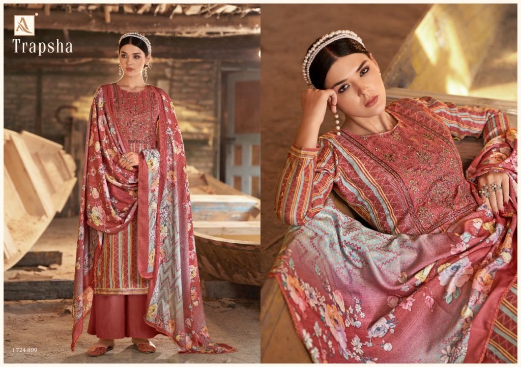 Alok Trapsa Wool Pashmina Digital Print Dress Material