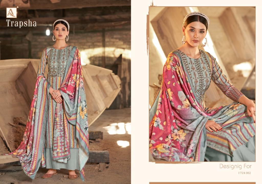 Alok Trapsa Wool Pashmina Digital Print Dress Material