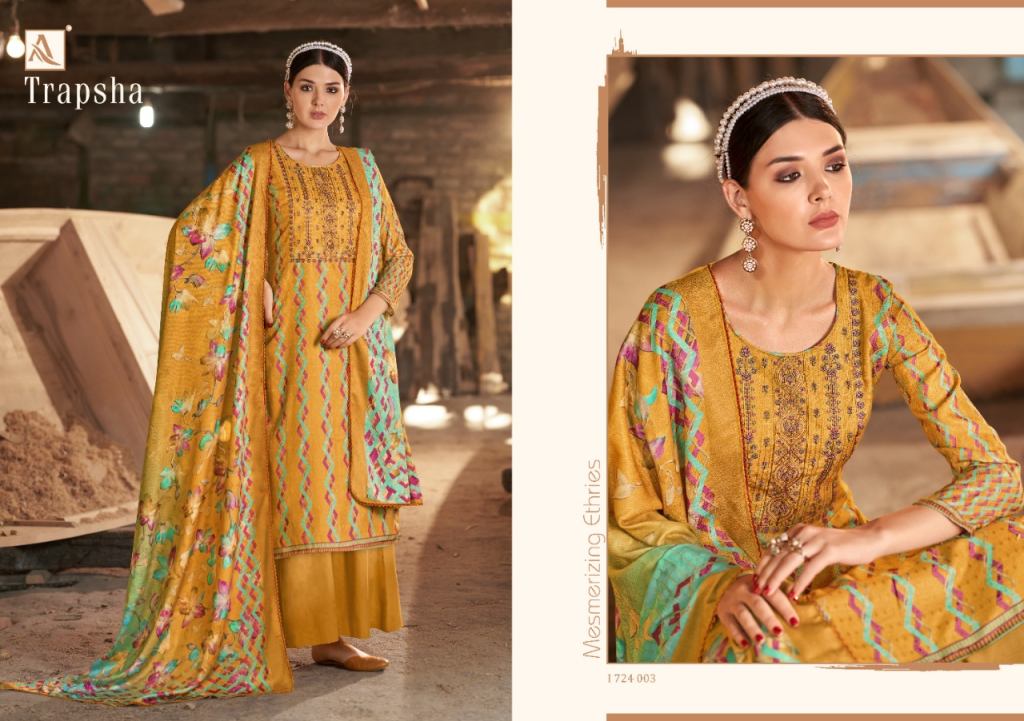 Alok Trapsa Wool Pashmina Digital Print Dress Material