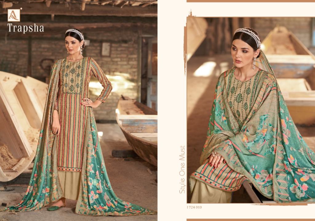 Alok Trapsa Wool Pashmina Digital Print Dress Material