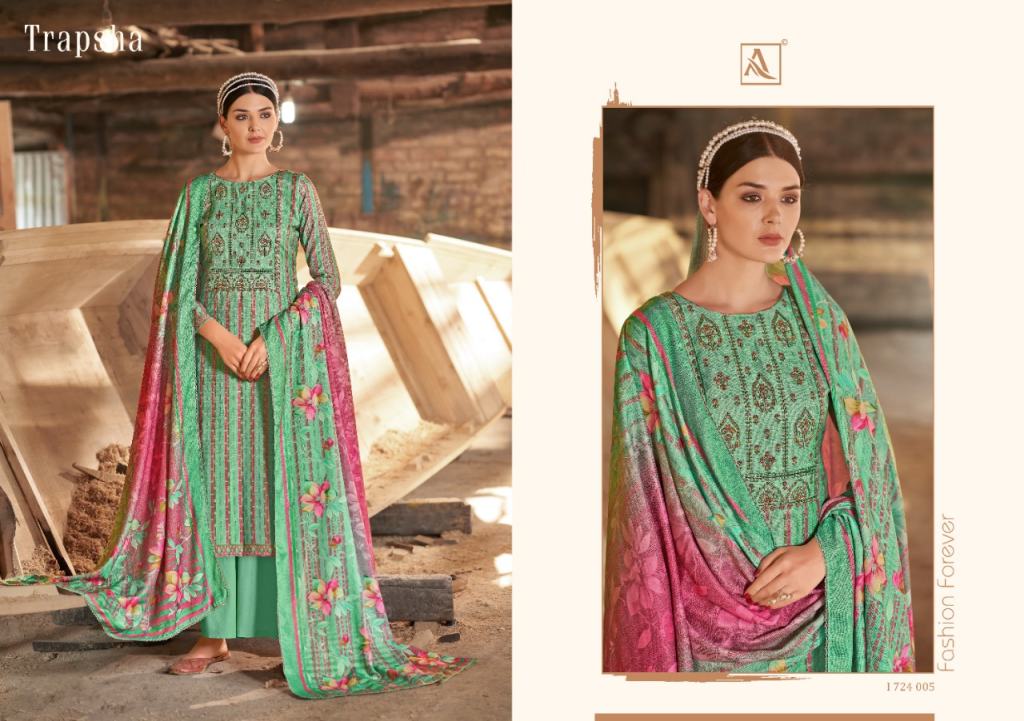 Alok Trapsa Wool Pashmina Digital Print Dress Material