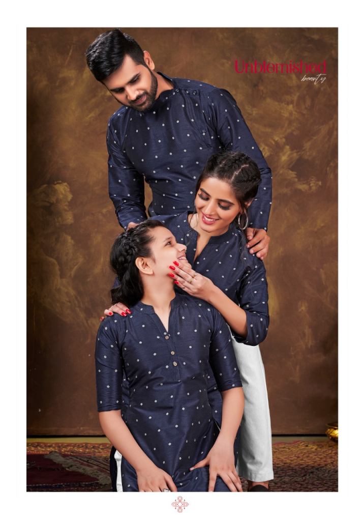 Banwery Family Combo Of Men's Kurta With Ladies Kurti And Daughter Kurti Shoping