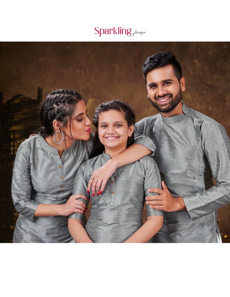Banwery Family Combo Of Men's Kurta With Ladies Kurti And Daughter Kurti Shoping
