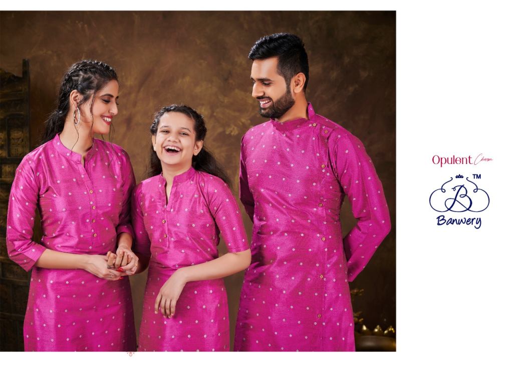 Banwery Family Combo Of Men's Kurta With Ladies Kurti And Daughter Kurti Shoping