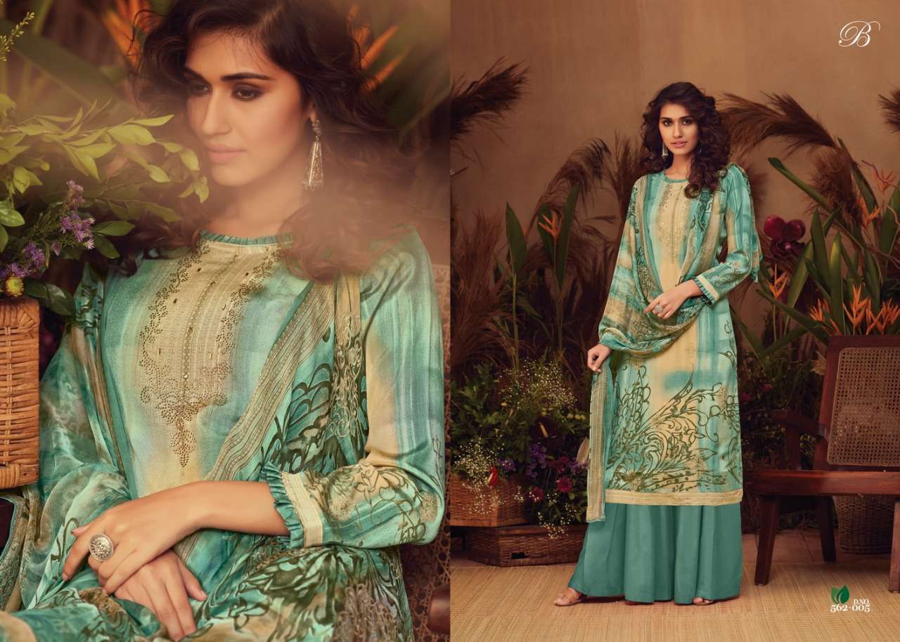 Belliza  Ahana Pure Natural Crepe Digital Print With Work Dress Material Catalog