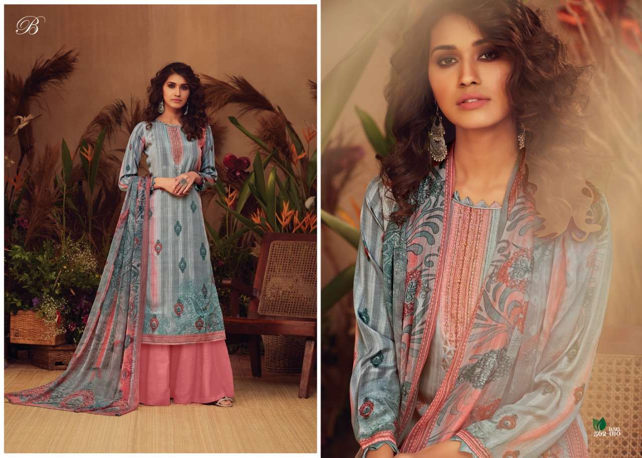 Belliza  Ahana Pure Natural Crepe Digital Print With Work Dress Material Catalog