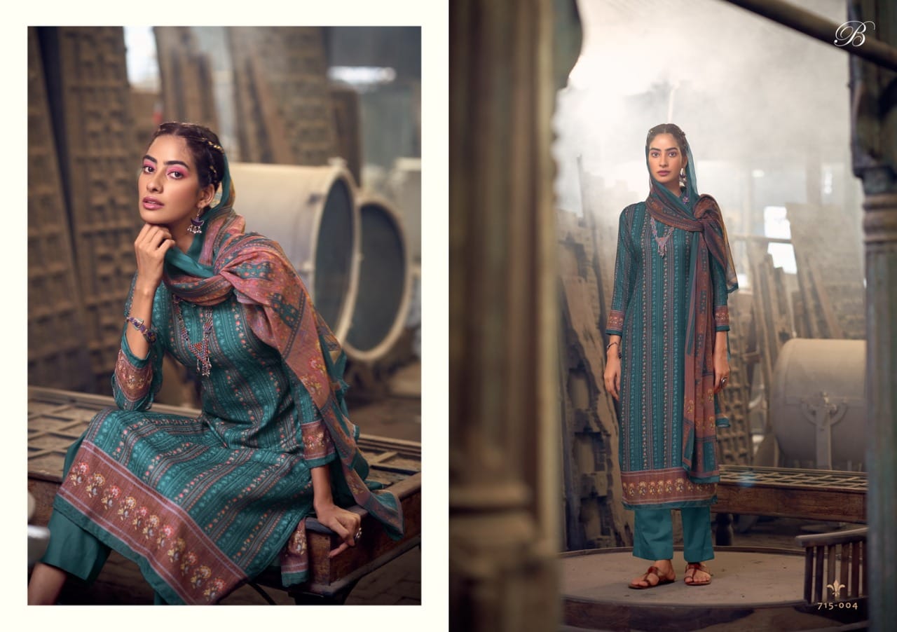 Belliza  Felix Pure Pashmina With Exclusive Digital Prints Dress Material Catalog