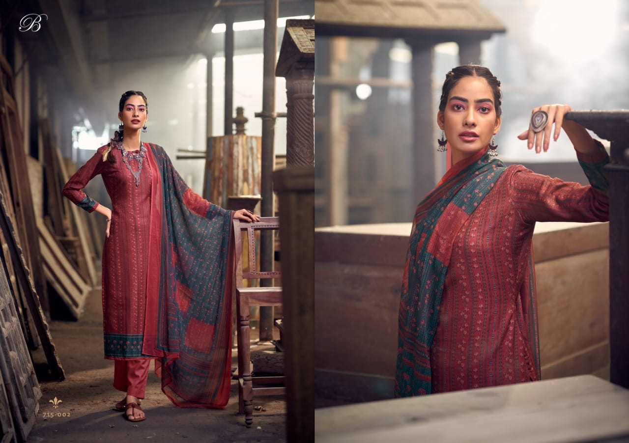 Belliza  Felix Pure Pashmina With Exclusive Digital Prints Dress Material Catalog