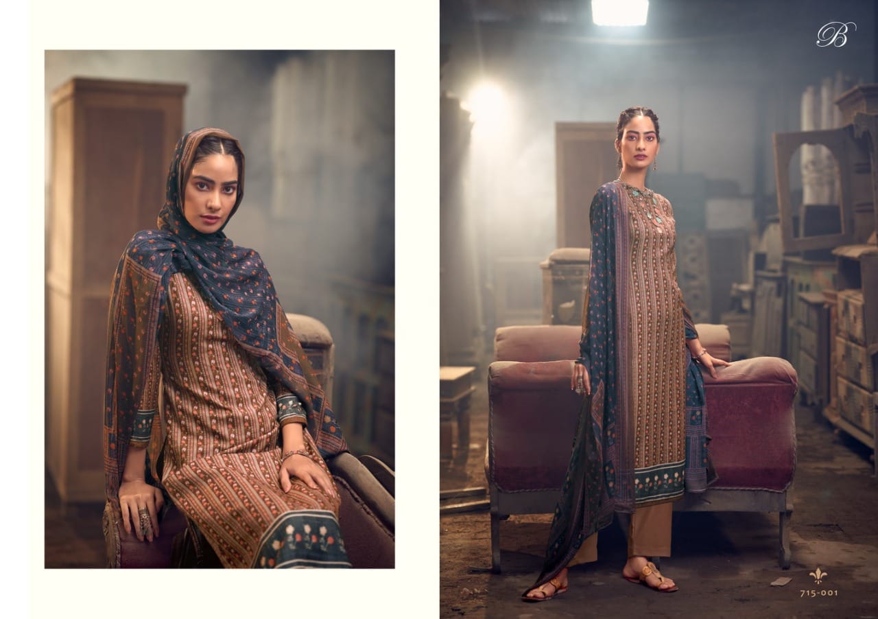 Belliza  Felix Pure Pashmina With Exclusive Digital Prints Dress Material Catalog