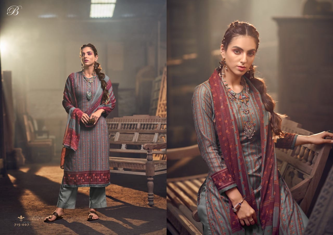Belliza  Felix Pure Pashmina With Exclusive Digital Prints Dress Material Catalog