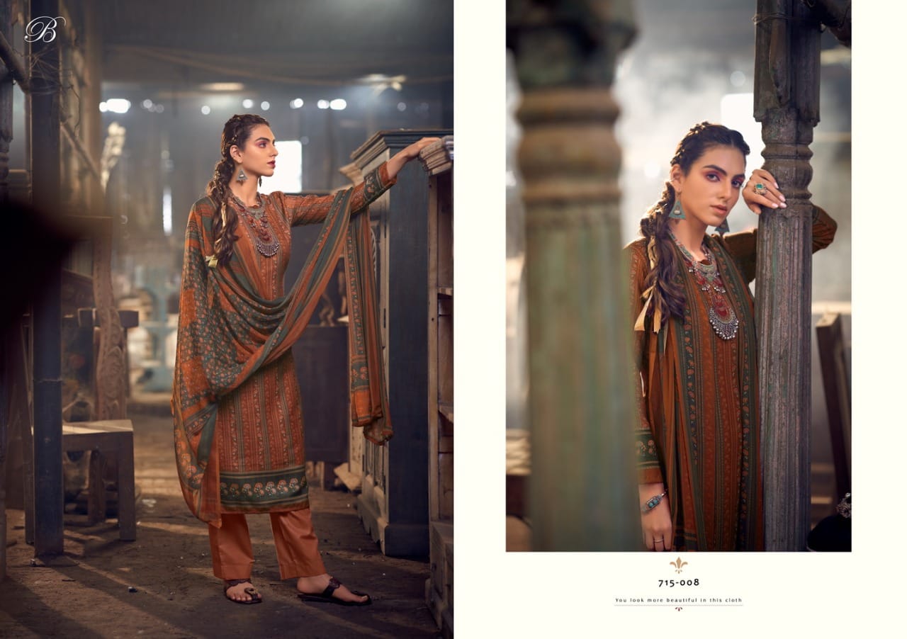 Belliza  Felix Pure Pashmina With Exclusive Digital Prints Dress Material Catalog