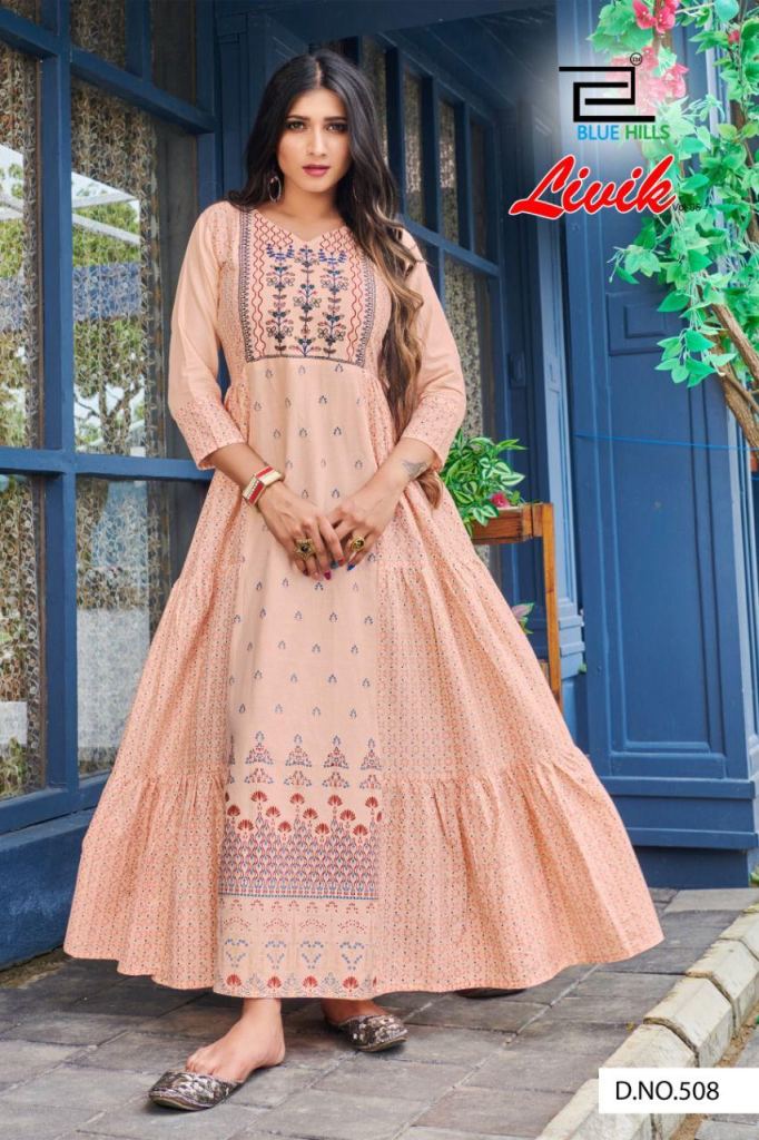 Blue Hills Livik Vol 5 Nx Heavy Cotton Anarkali Long Kurti Catalog