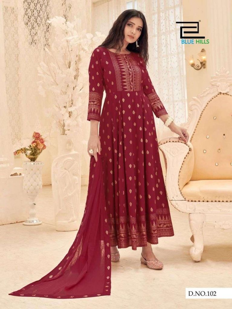 Blue Hills Manika Mage Hithe Anarkali Kurtis With Dupatta Catalog