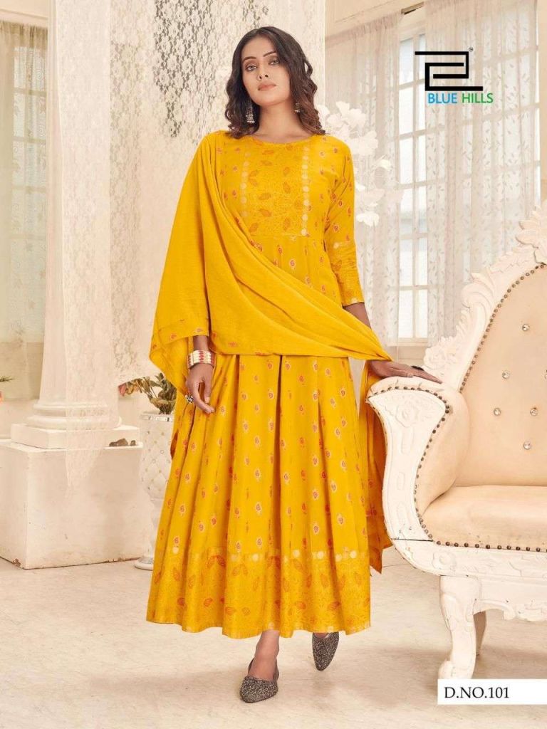Blue Hills Manika Mage Hithe Anarkali Kurtis With Dupatta Catalog
