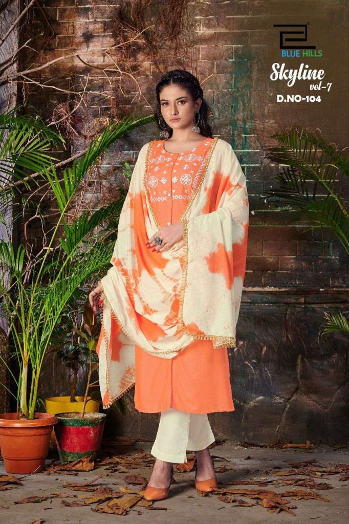Blue Hills Skyline Vol 7 Rayon Kurtis With Bottom And Dupatta Catalog