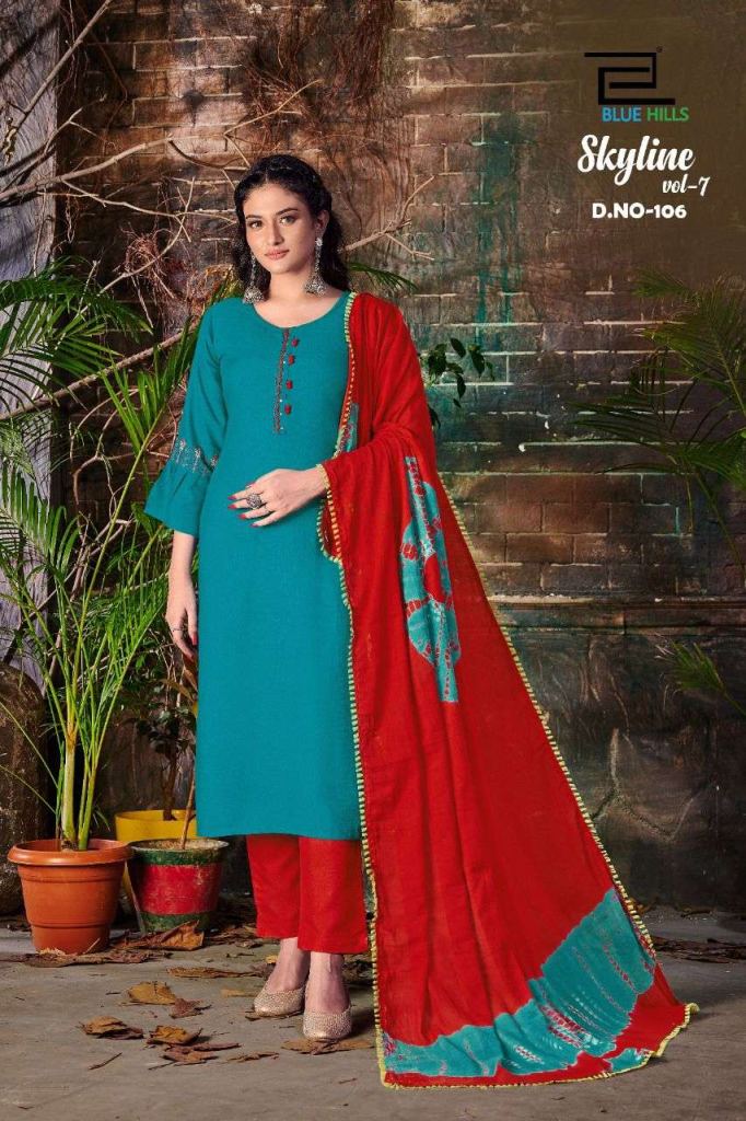 Blue Hills Skyline Vol 7 Rayon Kurtis With Bottom And Dupatta Catalog