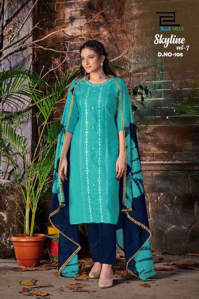 Blue Hills Skyline Vol 7 Rayon Kurtis With Bottom And Dupatta Catalog