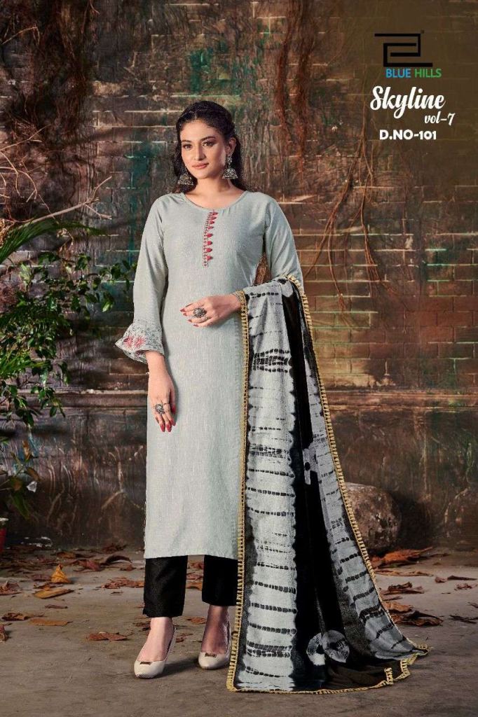 Blue Hills Skyline Vol 7 Rayon Kurtis With Bottom And Dupatta Catalog