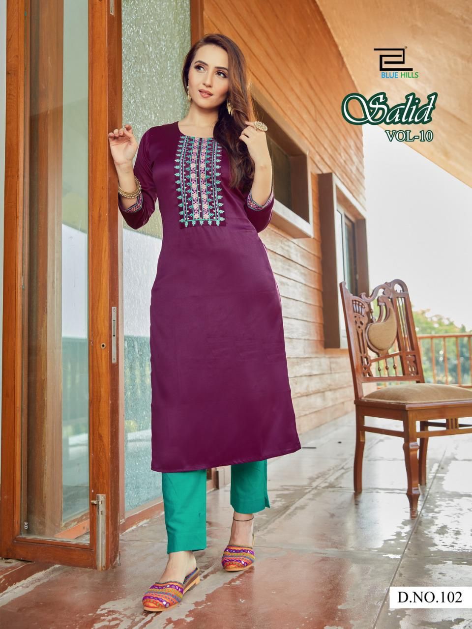Blue Hills Solid Vol 10 Ethnic Wear Designer Kurti Catalog