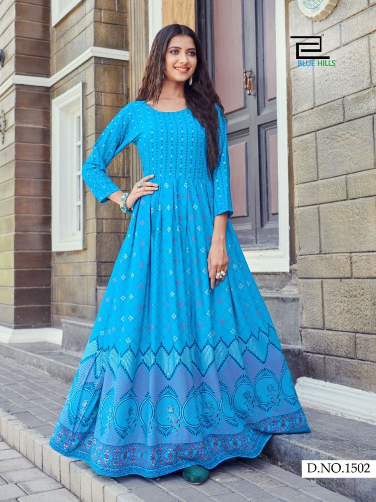 Blue Hills Walkway Vol 15 Long Printed Anarkali Kurti Catalog