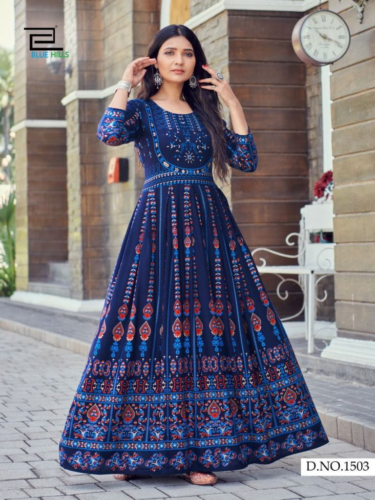 Blue Hills Walkway Vol 15 Long Printed Anarkali Kurti Catalog