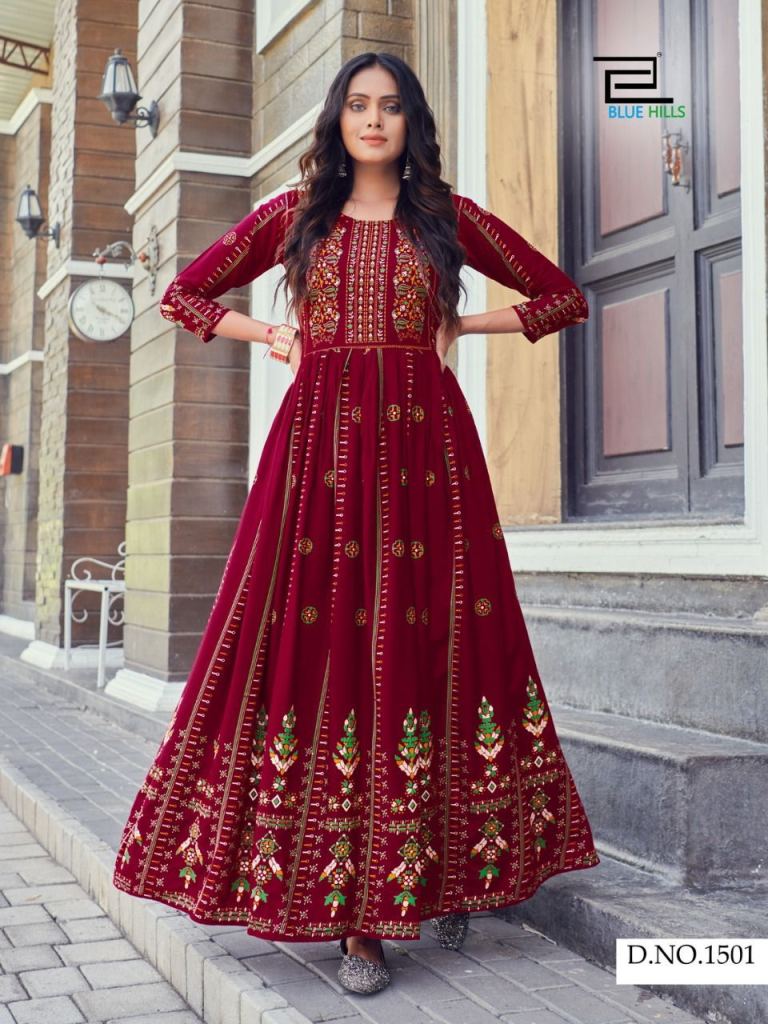 Blue Hills Walkway Vol 15 Long Printed Anarkali Kurti Catalog