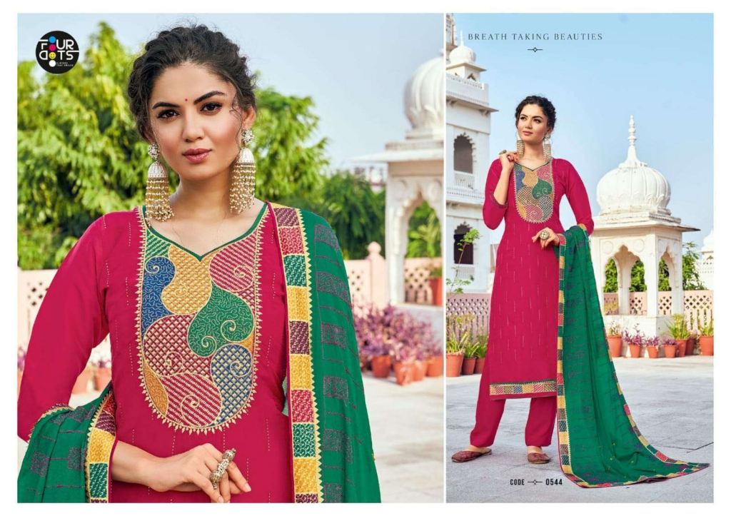 Fourdots Munira Viscose Upada Silk Dress Material Catalog