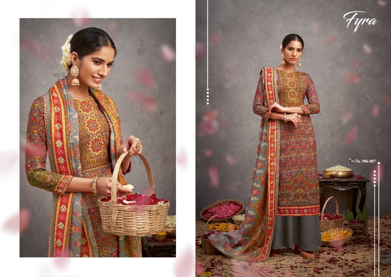 Fyra Kaani Designer Printed Pashmina Dress Material Catalog