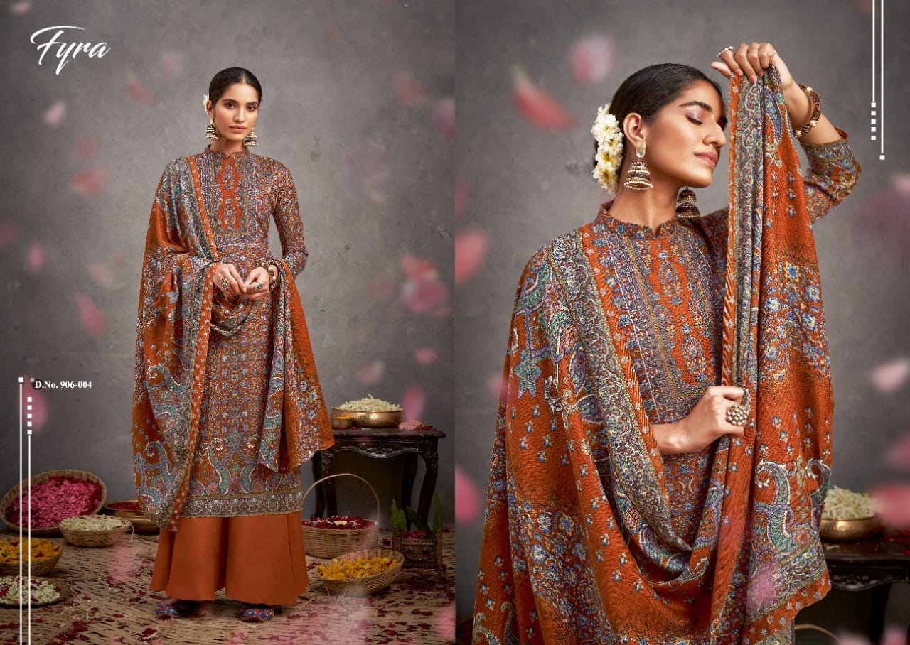 Fyra Kaani Designer Printed Pashmina Dress Material Catalog