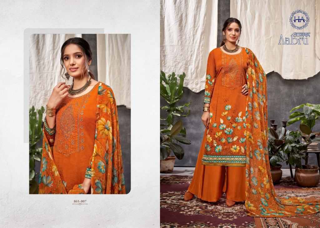Harshit Aabru French Crep Printed Dress Material Catalog