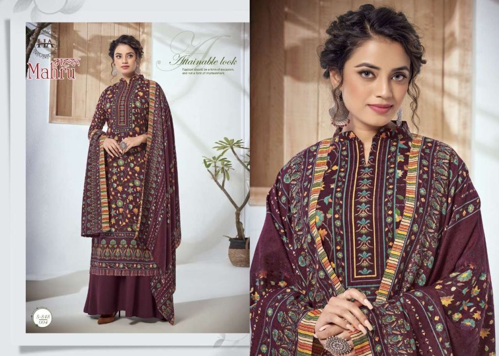 Harshit Fashion Mahru Pure Wool Pashmina Wholesale Dress Material Catalog