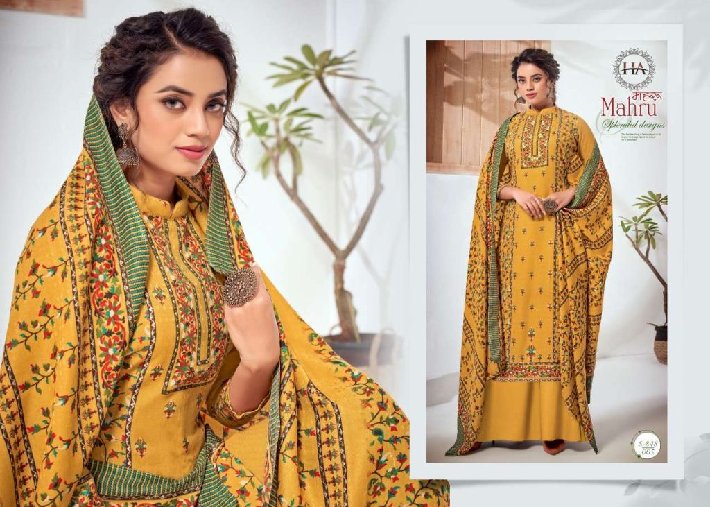 Harshit Fashion Mahru Pure Wool Pashmina Wholesale Dress Material Catalog