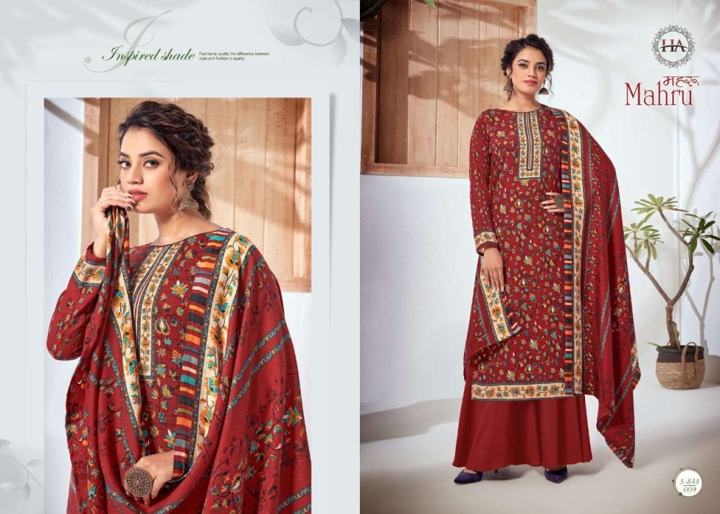 Harshit Fashion Mahru Pure Wool Pashmina Wholesale Dress Material Catalog