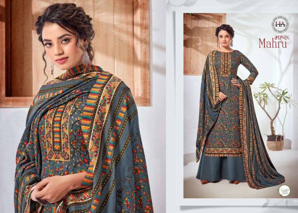 Harshit Fashion Mahru Pure Wool Pashmina Wholesale Dress Material Catalog