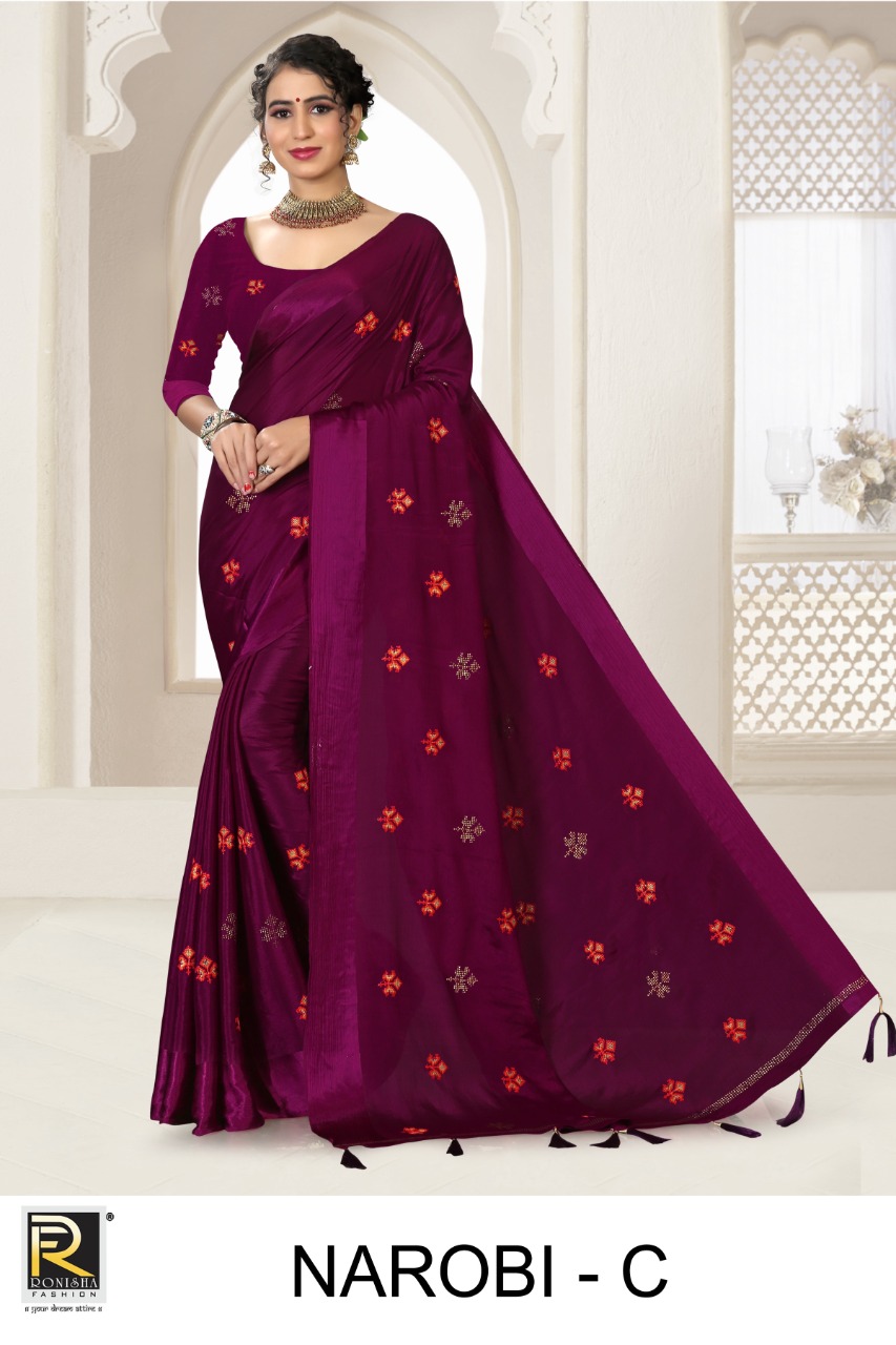 Ranjna Narobi Fancy Thread Work Siroski Diamond Exclusive Saree Collecton