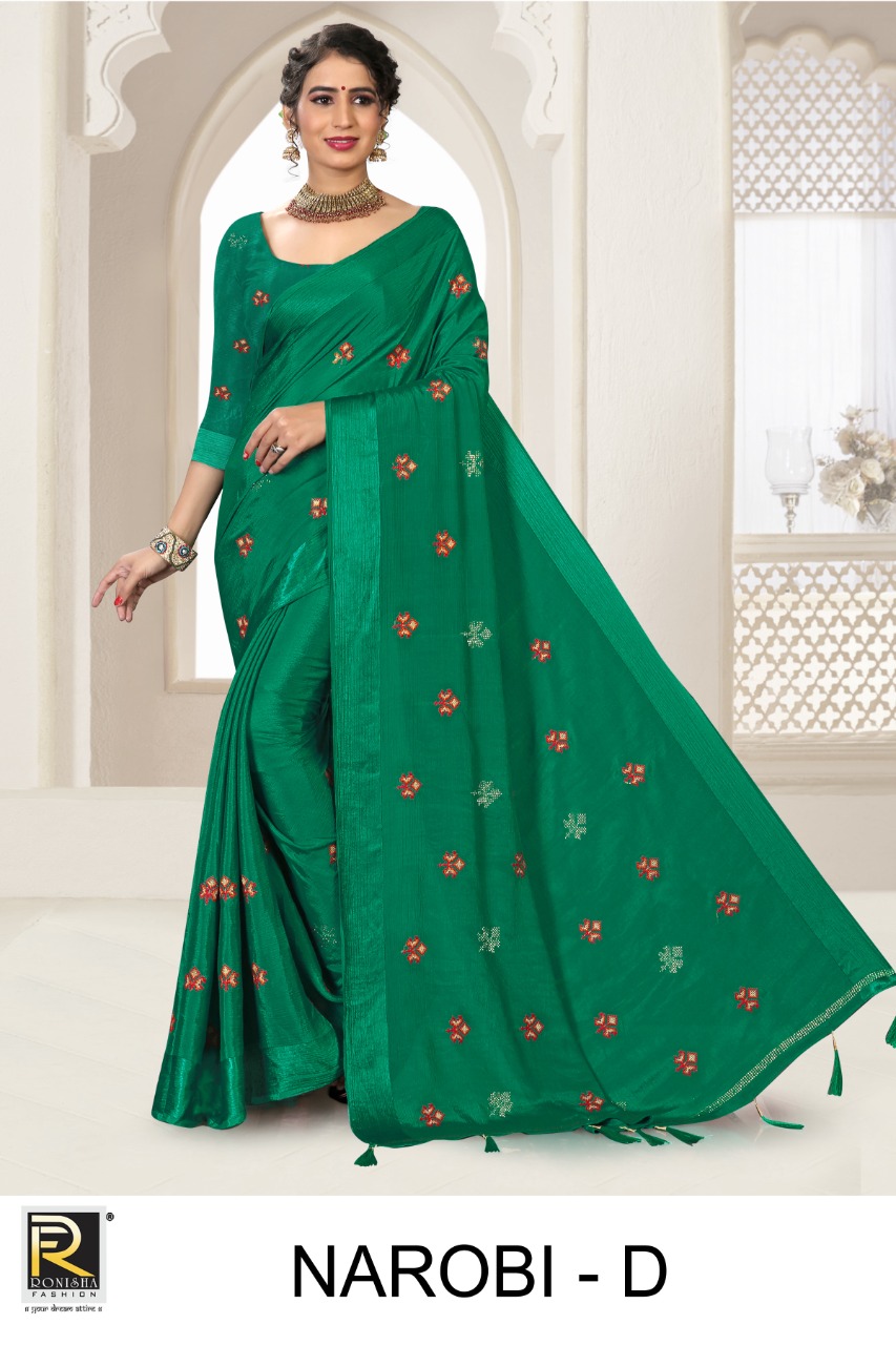 Ranjna Narobi Fancy Thread Work Siroski Diamond Exclusive Saree Collecton