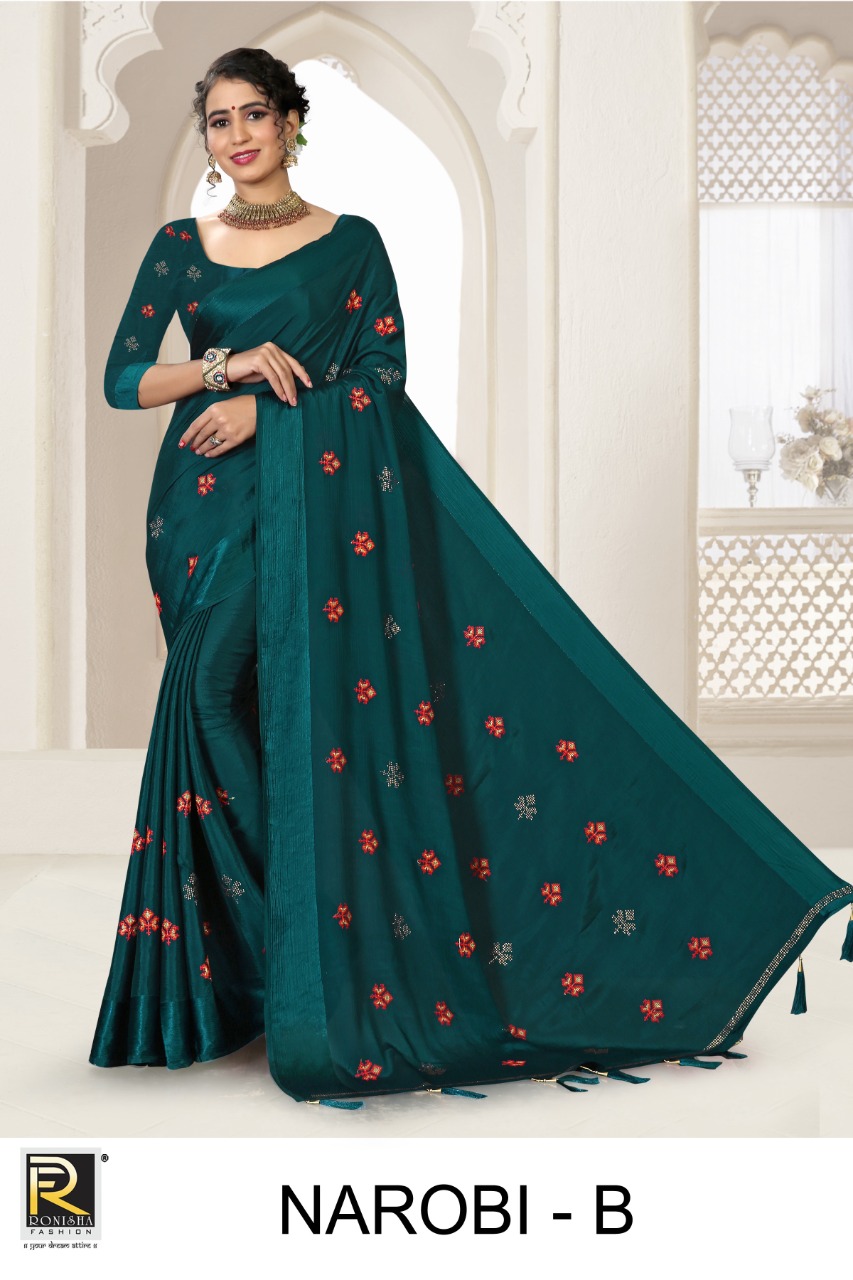 Ranjna Narobi Fancy Thread Work Siroski Diamond Exclusive Saree Collecton